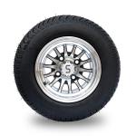 10'' Golf Cart Rim And 205/50-10 DOT Street Tire Assembly - Machined/Glossy