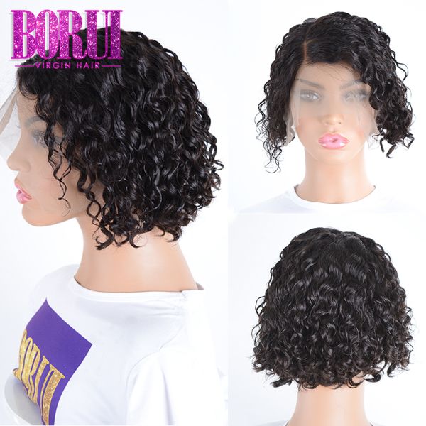 Pre Plucked Front Custom Pixie Cut Wig With Baby Hair Deep Wave Curly Short Wig