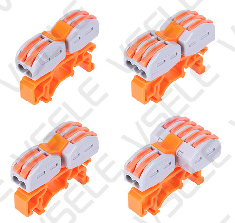 Push In Wire Connectors Carrier Easy Installation On DIN35 Guide Rail