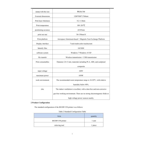 BS3DP-558 3D Printer Driver/Software Solution 430x700 mm Build Volume Auto Leveling Dual Extruder ABS/PLA Resin Rapid