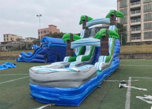 Wholesale Silk Screen Printing Tropical Palm Inflatable Water Slide With Pool from china suppliers