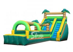 China Tropical Palm Tree Inflatable Water Slide With Long Slip n Slide For Beach Parties on sale
