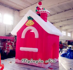 Wholesale 2.5m Red Inflatable Christmas Cottage with Santa on Chimney for Christmas Supplies from china suppliers