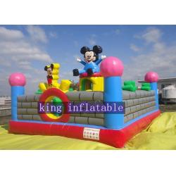 China Lovely Mickey Kids Inflatable Amusement Park For Jumping Fun 0.45mm - 0.55mm PVC for sale