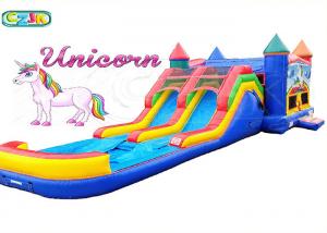 China Backyard Unicorn Inflatable Bouncer And Slide , Double Slide Bounce House on sale