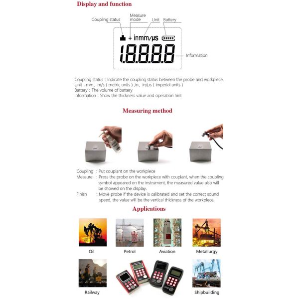 Lower Power Consumption Material Thickness Gauge With Two - Point Calibration Function MT180