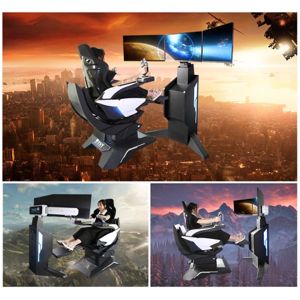 1100W VR Flight Simulators 3 Axis Dynamic Platform 360 Rotate Chair With Joystick Stick Game