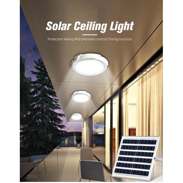Energy-saving solar Ceiling light ,Dual mode light control+remote control ,For courtyard, corridor, and balcony lighting