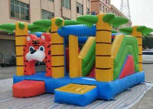 Three In One Inflatable Bounce House Combo Jungle Themed Tiger Jumper With Sport Obstacles