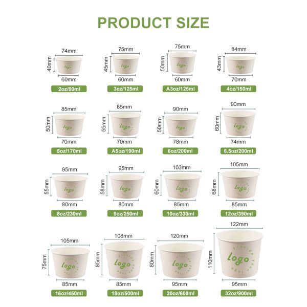 Customized Branded 2oz 4oz 6oz 8oz Disposable Ice Cream Paper Cup