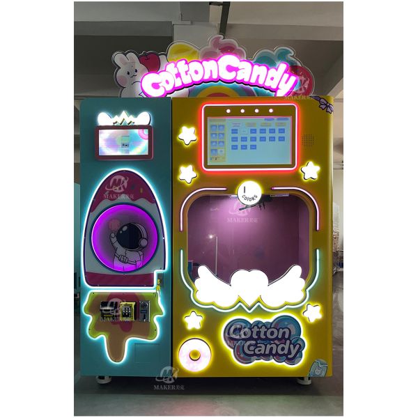 Professional Sweet Candy Cotton Vending Machine Commercial Automatic Intelligent Colorful Sugar Making Cotton Candy Mach