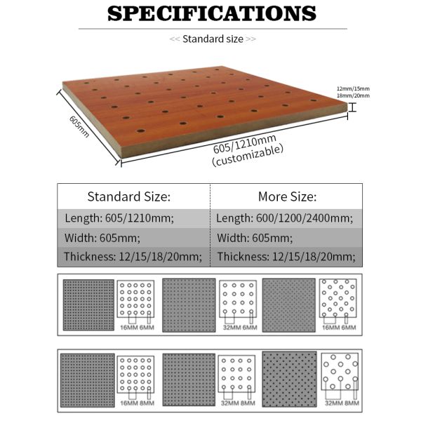 MDF Perforated Acoustic Panel Soundproofing Ceiling Panels For Home Decor