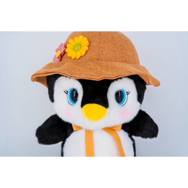 Customizable Cute Penguin Soft Toy Stuffed Animal With Hat Wearing And Backpack