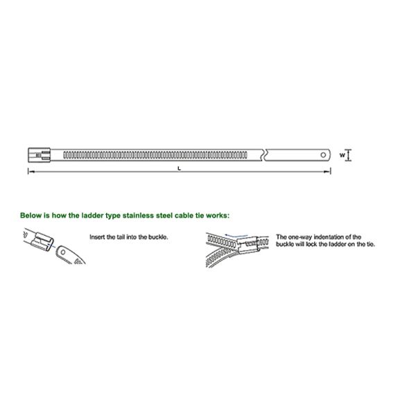 Polyster Coated Ladder Type Stainless Steel Cable Ties Multiple Locking