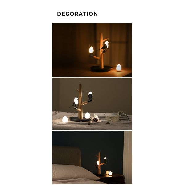 Motion Activated LED Sculpture bird Lamp dimming HomeTree Technology – Wireless Charging Beech Maglamp