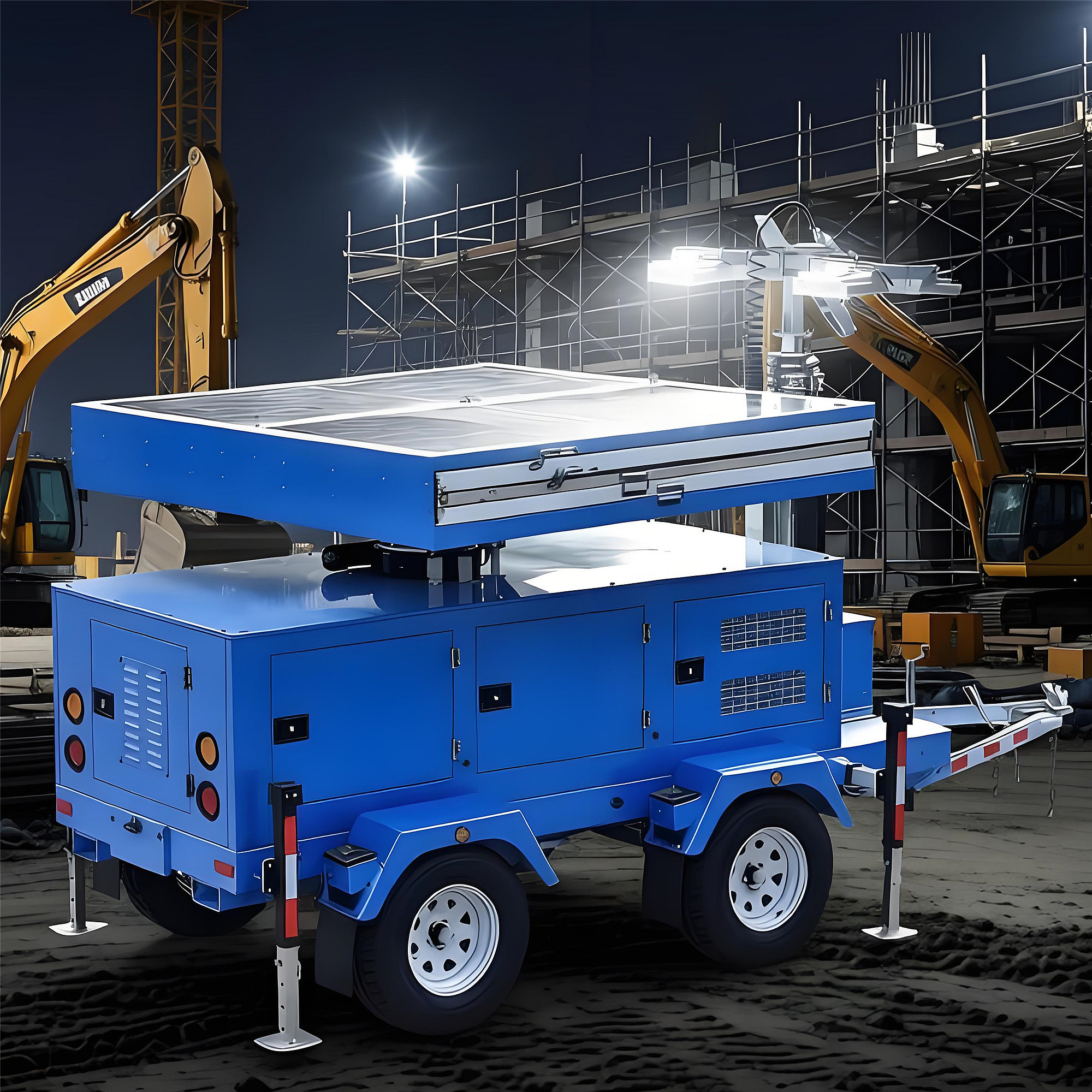 Customized LOGO Colors Emergency Light Tower Straightforward Operation Solar Lighting Towers Portable Light Tower