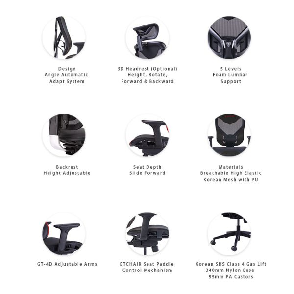 Ergonomic Swivel Racing Chairs Adjustable Computer Chair Mesh Gaming Chairs