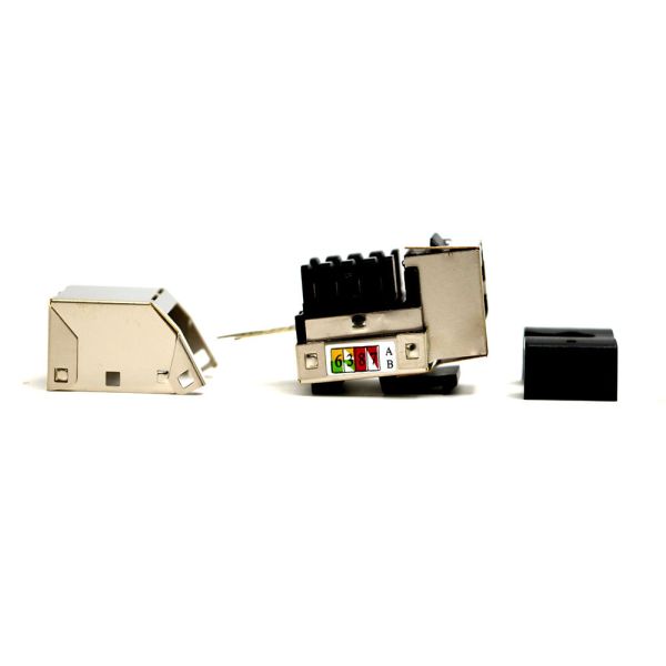 White Shielded Cat5e Keystone Jack Utp Connector Module Without Panel Stops