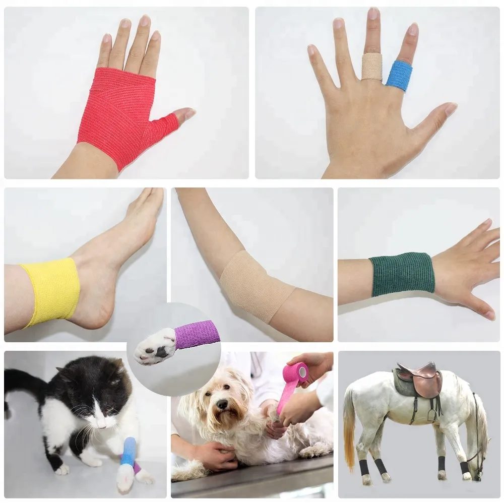 Veterinary Consumables Non-woven Elastic Self Adhesive Bandage Vet Wrap Latex Free for Horse Racing Protection Skin Color Athletic Cohesive Bandage
