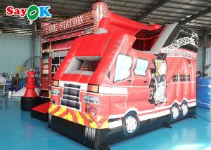 China Fire Truck Themed Inflatable Bouncing Castle For Children Amusement Park on sale
