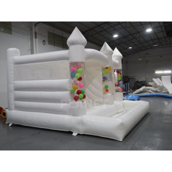 Luxury White Inflatable Combo Bounce House Slide for Backyard