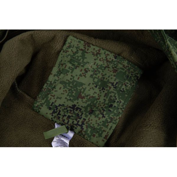 Windproof Fleece Lined Tactical Softshell Jacket with Adjustable Hood and Digital Camo
