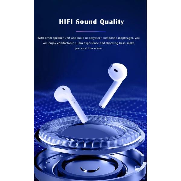 TWS Airpods Wireless Earbuds Portable 5.0 Bluetooth Headset 2500mAh For Smartphone