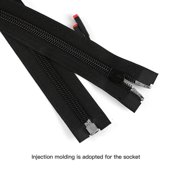 60cm Long Chain Zipper Open End Atuo Lock Customized with Logo Zip Binder for Down Jacket Reflective Zipper