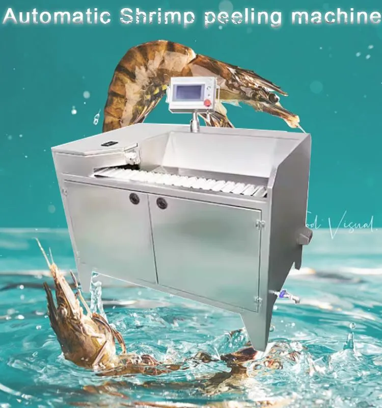 Automatic Prawn Shrimp Back Opening Splitting Screening Machine Shrimp Take off Skin Auto Peeling Machine