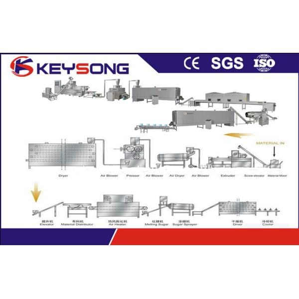 Twin Screw Extruder Corn Flakes Making Machine , Corn Flakes Processing Line Machine