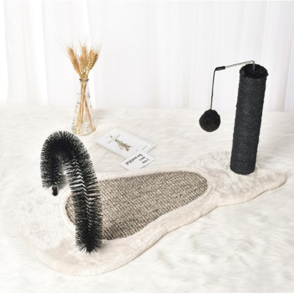 Fur Grooming Cat Scratching Pads Self Groomer Brush With Wooden Tray