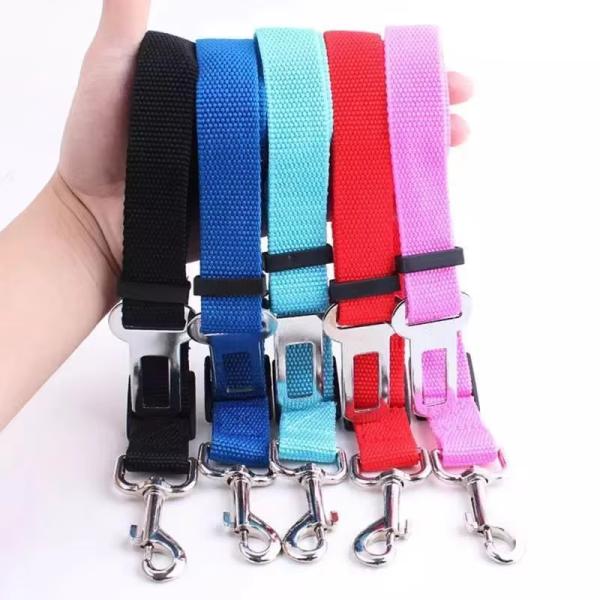 Colorful Adjustable Car Dog Leash Customized Pet Seat Belt Leash
