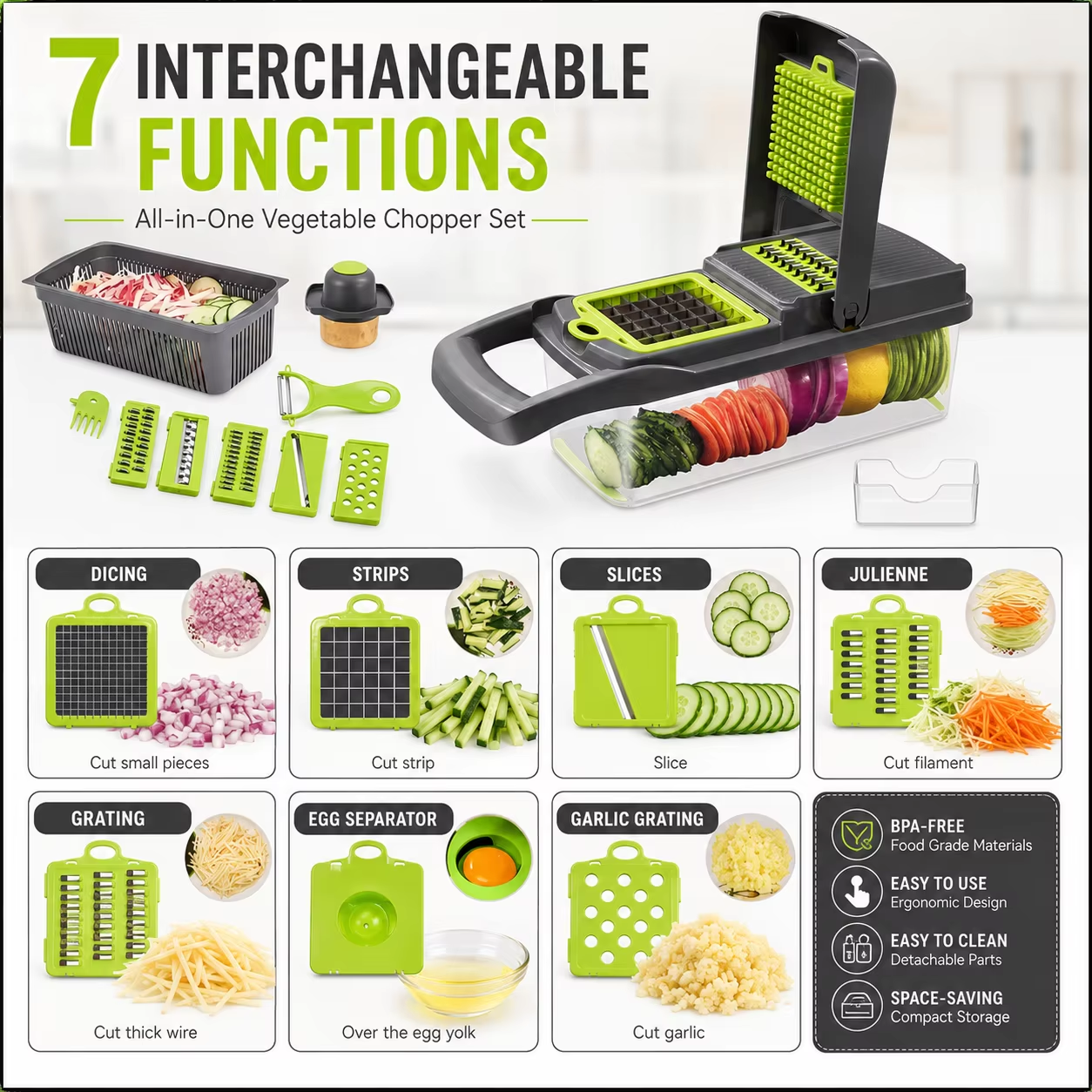 Vegetable chopper assembly and usage demonstration