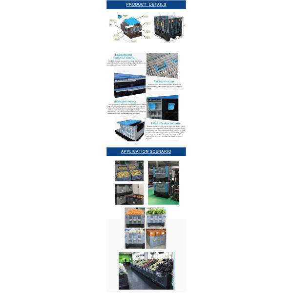 Big Plastic Crates Heavy Duty Bulk Storage Containers Large Collapsible Pallet Box Recyclable Bulk Cargo Storage Foldable Pallet Box Industrial