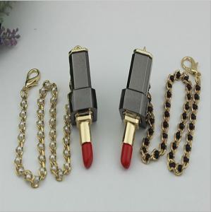 China 2019 Latest fashion leather bag ladies handbag light gold decorative lipstick locks with metal chain on sale