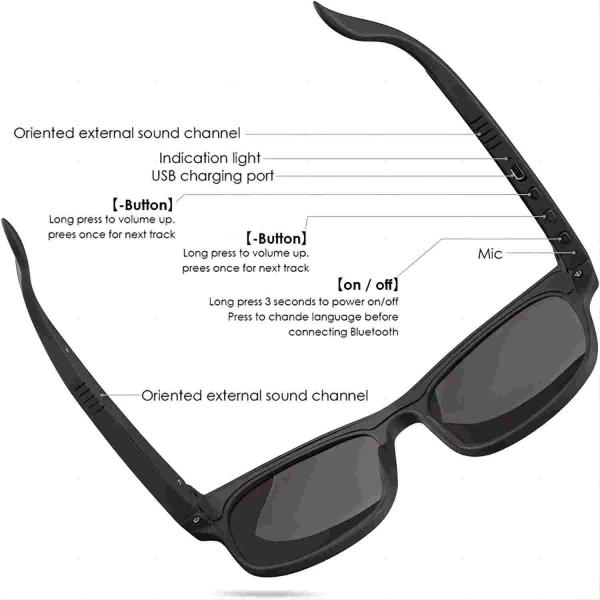 Smart Wireless Bluetooth Sunglasses Open Ear Music Hands Free Calling Waterproof
