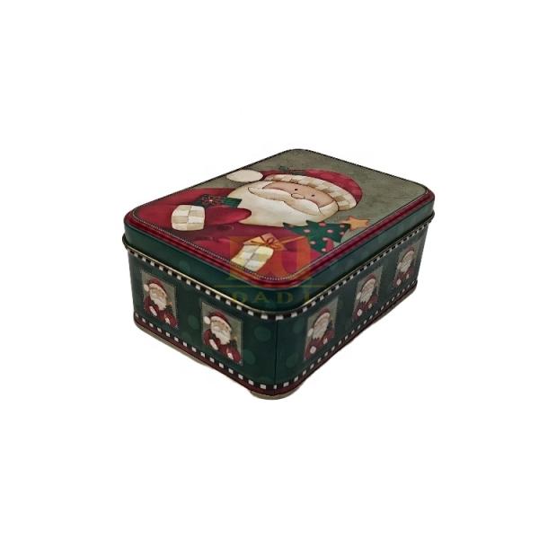 DADI Food-Grade Festive Rectangular Biscuit Tin Box Christmas Tree Chocolate with Matte Finish and Embossed Santa Reindeer Design