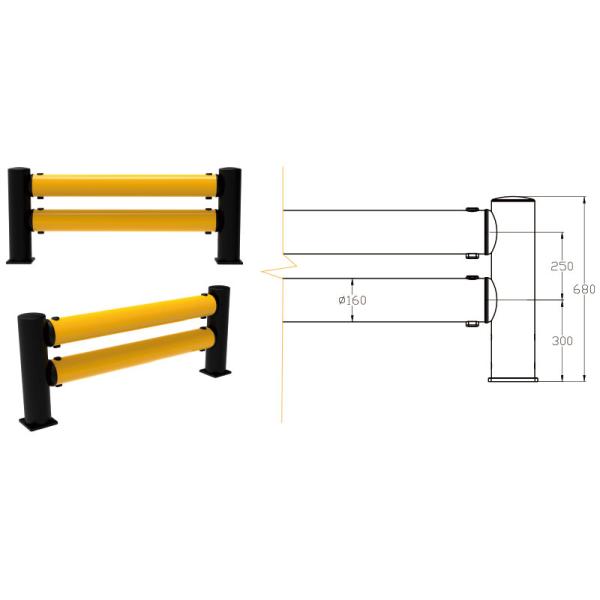 Double Rail Fence Warehouse Safety Barrier Traffic Guardrails