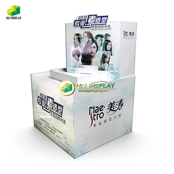 Indoor Floor Display Stand Corrugated Cardboard Foldable Retail Dump Bin Display