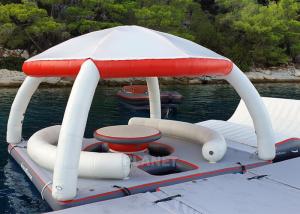 China Water Play Equipment Inflatable Floating Platforms Inflatable Water Floating Island With Tent For Leisure Time on sale