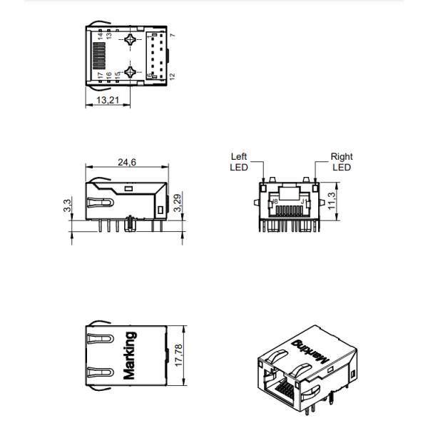 Through-hole Non-PoE RJ45 Jack With Common Mode Choke 7499111615