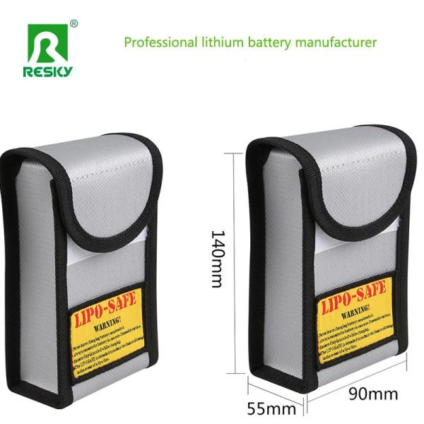 Silver Fireproof Explosion Proof RC Drone Lithium Battery Pack Safe Charging Bag 55x90x140mm