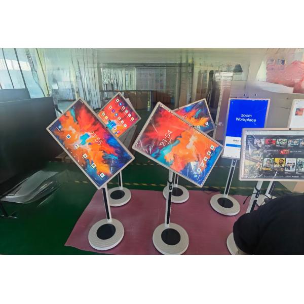 LCD Smart Board 32 Inch Android Touch Panel Camera Speaker Media Player Video Meeting Monitor For Office Online Teaching With Mobile Stand