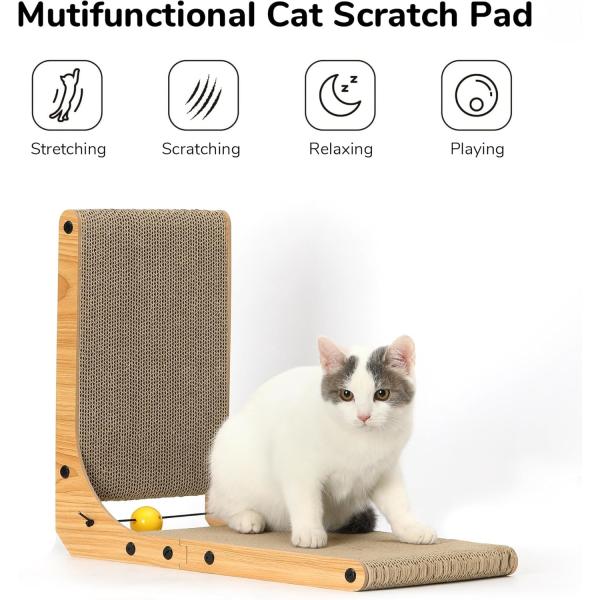 ODM Cat Scratch Pad Cardboard L Shaped Cat Scratcher With Ball Toy Catnip