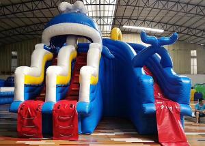 Wholesale Giant Adults Inflatable Water Slide And Pool with Ladder Commercial Inflatable Blue Sea Waves Whale from china suppliers