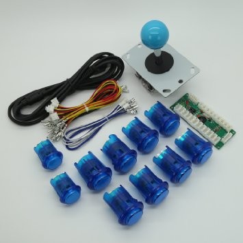 USD18.95---Arcade DIY Parts USB Encoder + 1Joystick + 10 Illuminated Push Buttons MAME blue color