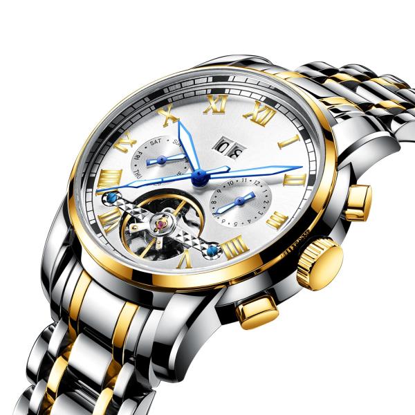 SS Strap 40mm Automatic Mechanical Watch 3BAR Multi Function With Calendar