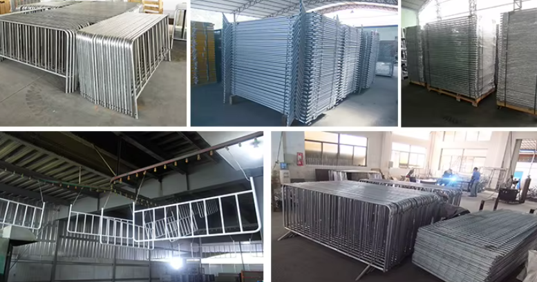 Galvanized Mobile Metal Pedestrian Barriers Crowd Control Event Barriers For Safety