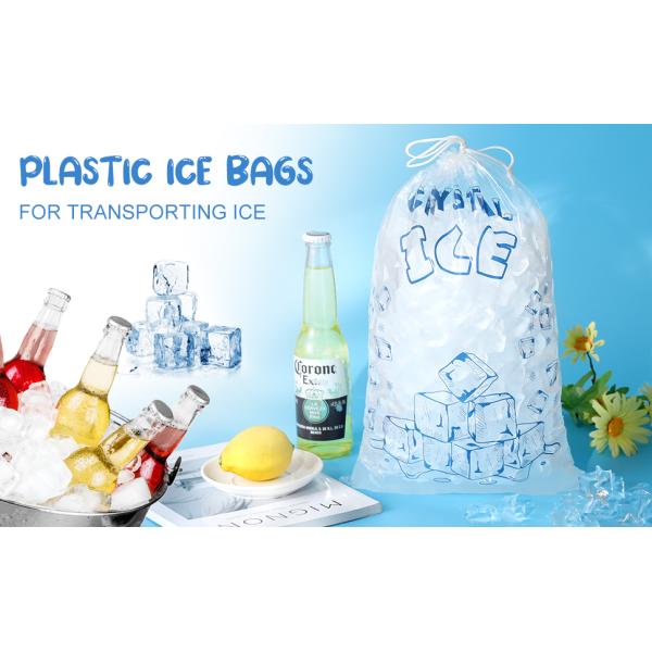 Sustainable, Recyclable, Drawstring Pack Clear Plastic Packaging Storage For Ice Storage With Draw String Closure