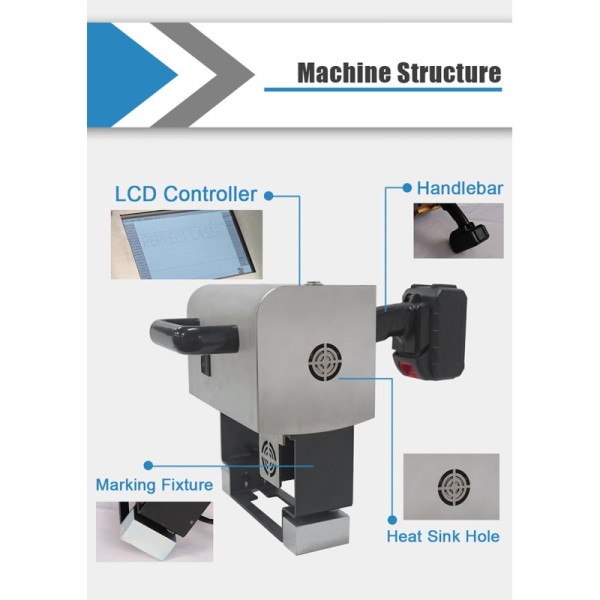 Electrical Dot Pin Marking Engraver Machine LCD Touch Screen Handheld Lithium Battery